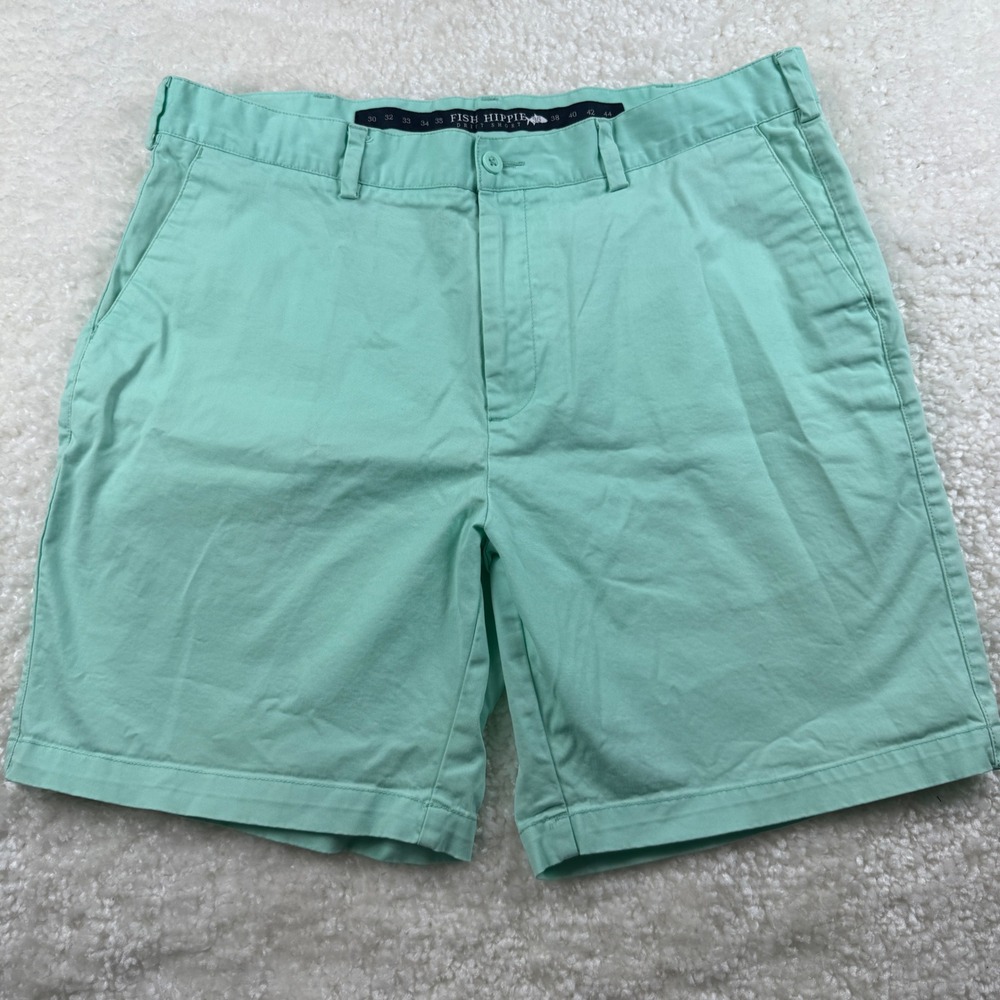 Fish Hippie Drift Shorts Mens 36 Seafoam Green Cotton Stretch Golf Vacation